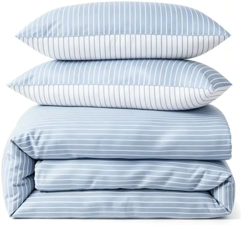 Nayoroom Striped Comforter Set Queen Reversible Blue White Stripe Bedding