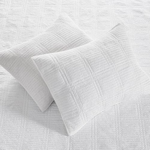 Levtex Home Cloud Waffle Twin XL/Twin Quilt Set (68x86in) with 1 Pillow Sham (26x20in) - Box Quilted Waffle Texture - Bright White - Cotton Twin Size Quilt Bedding Set - Lightweight Soft Pre-Washed