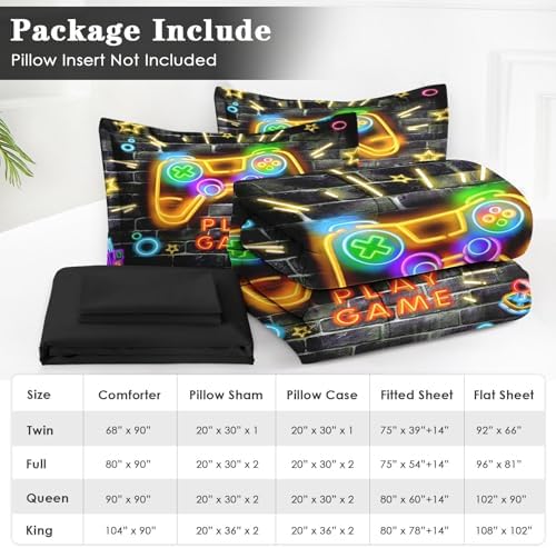 WeCozy 5 Pieces Twin Comforter Set for Boys - Gaming Bedding for Kids