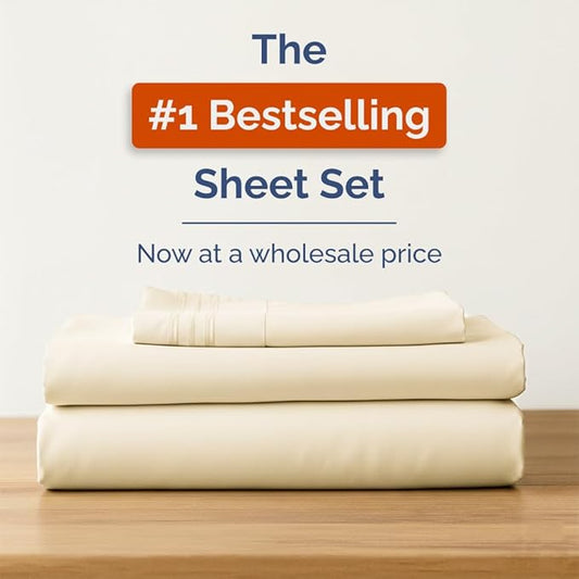 Bulk Case Pack of 16 Sheet Sets - (16) Complete Twin XL Size Sheet Sets w/ Deep Pockets - Wholesale Bulk Bedding for Hotels, Spas & Airbnbs - Breathable, Cooling & Wrinkle Free - (Twin XL, Off White)