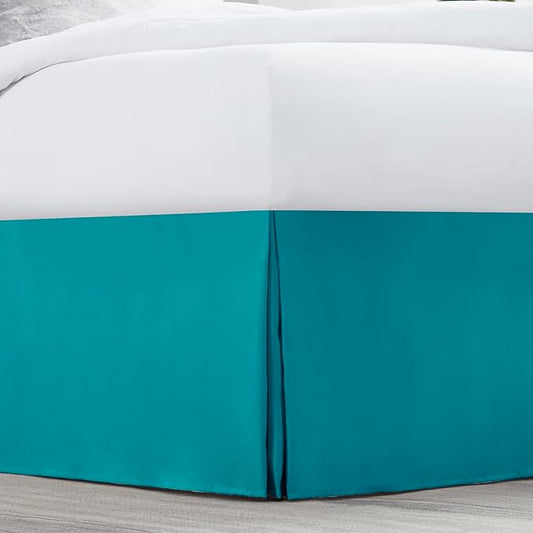 Nestl Teal Full XL Bed Skirt - Full XL Size Bed Skirt 14 Inch Drop - Brushed Microfiber Bed Skirts - Hotel Quality Pleated Bed Skirt - Shrinkage & Fade Resistant