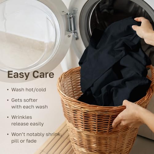 Soft Natural 100% Cotton Sateen Twin Size Sheets, 3 Pcs, Midnight Deep Blue