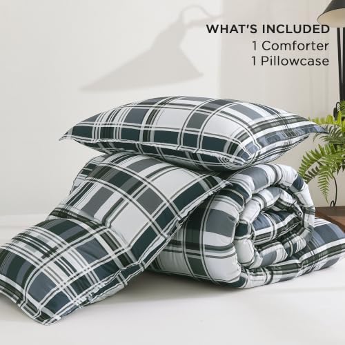 Andency Navy Plaid Comforter Set Twin, Gingham Checkered Grid Bedding Set