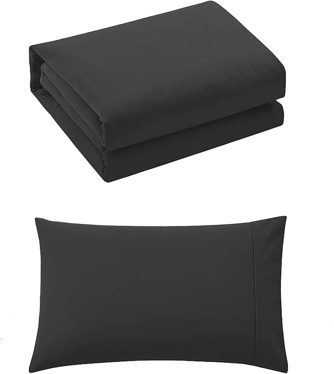 Pure Bedding Duvet Cover Twin/Twin XL Size - 2 Pieces Extra Soft Bedding Set, Includes 1 Twin Duvet Cover 68x90 Inches with Zipper Closure & 1 Pillow Sham, Comforter Not Included, Dark Grey