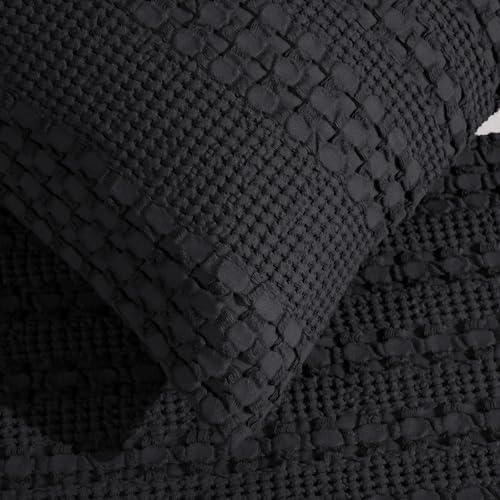 PHF Cotton Waffle Body Pillowcase 20" x 54", Black, No Insert