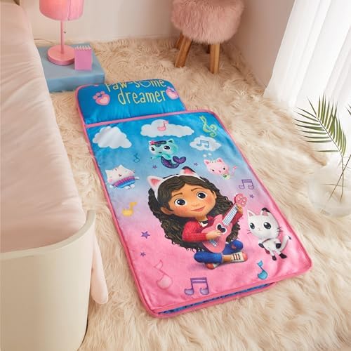 Super Soft Plush Toddler Quilted Nap Mat with Built in Blanket and Pillow