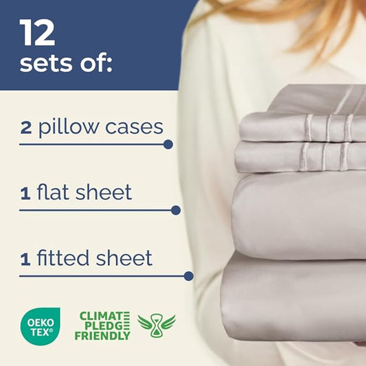 Olympic Queen Sheet Set 66x80 - 4 Piece RV Olympic Queen Size Sheets - Soft, Breathable & Cooling - Fits 14” to 16" Mattress w/ Deep Pockets - Comfy Luxury Bedding - Fade & Wrinkle Free - Light Grey