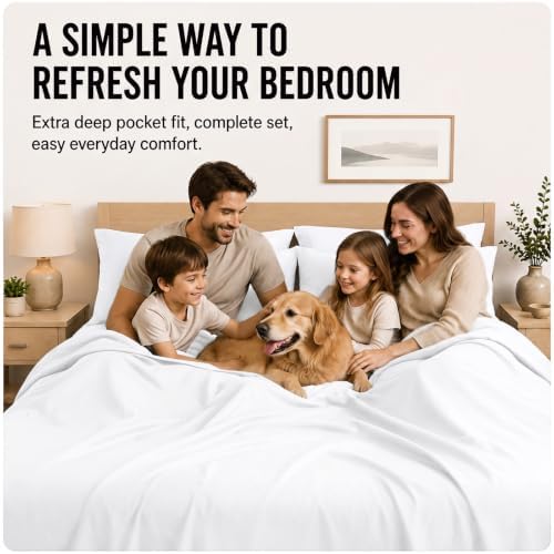 CozyLux Full Sheet Set 6-Piece, 21-Inch Deep Pocket, Soft Brushed Feel