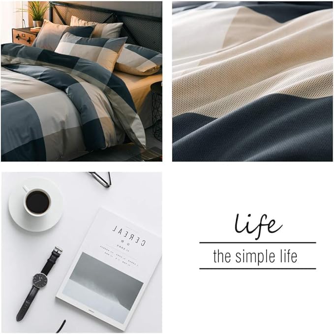 Twin XL Comforter Set Modern Style Plaid Comforter Set Men Boys Geometric Checkered Plaid Printed Bedding Comforter Soft Fluffy Bedding Set for All Seasons Checkered Pattern Comforter Twin XL Size