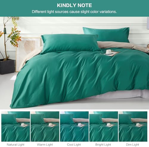 SAPHREAS Teal Duvet Cover King Size 3 Pieces Extra Soft Bedding Set, Includes 1 Cotton Green Duvet Cover 104"x90" with Zipper Closure & 2 Pillow Shams, Comforter Not Included