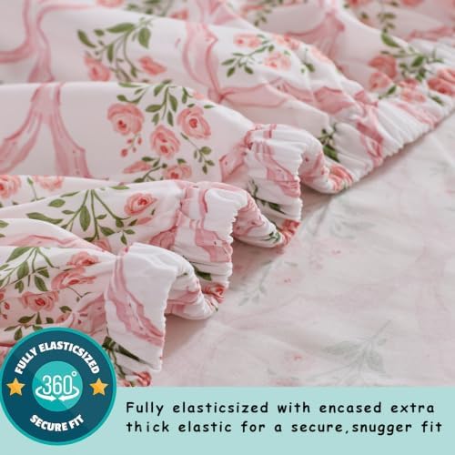 Brandream Organic Cotton French Crib Bedding Set for Baby Girls, 3 Pieces