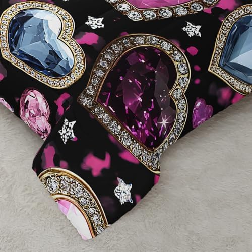 QOOMO Pink Heart Kids Comforter Set Queen Size