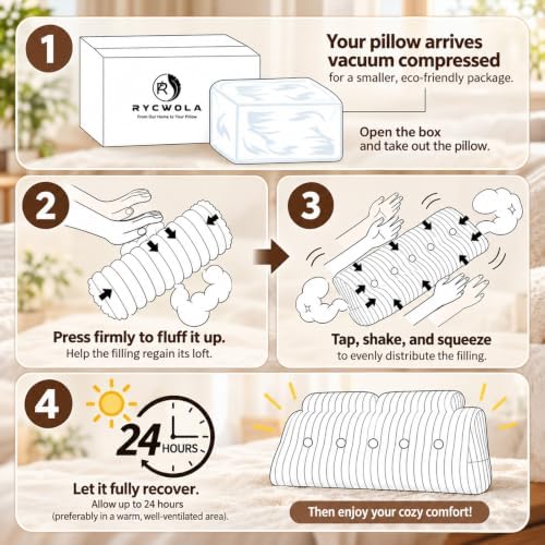 Rycwola Faux Fur Headboard Pillow with 2 Pack Neck Roll Pillow Large Headboard Pillow Soft and Supportive with Removable Cover (Green, Full)