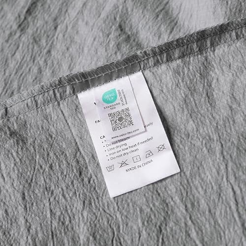 WDCOZY Grey King Size Jacquard Duvet Cover Set with Zipper Closure, Modern Washed Soft Striped Bedding, Textured Seersucker Like Cotton Linen, 1 Duvet Cover and 2 Pillow Shams, No Comforter
