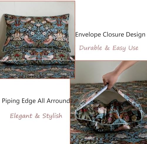 FADFAY Cal King 100% Egyptian Cotton Sheets Set 4 Piece, Luxury Soft Breathable Cooling Bed Sheets, Deep Pocket Hotel Quality Bedding for Hot Sleepers, Botanical Floral Bird Print All Season Comfort