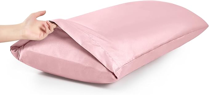 MILVOWOC 2Pcs Brushed Microfiber Body Pillowcases - 20 x 55 Inch, Dusty Pink Pillow Case Set Non Slip Envelope Pillow Cover with Moisture Absorption and Anti-Wrinkle