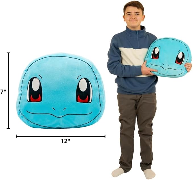 Pokemon Squirtle Decorative Plush Pillow – Anime Bedding Accent for Kids – Super Soft, One Size – (Officially Licensed Product) by Franco