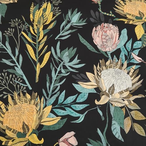 Luxudecor Queen Comforter Set 7 Pieces Bedding Sets, Black Floral Comforter and Sheet Set, Soft Microfiber Bed in a Bag for All Seasons (Black,90"x90")
