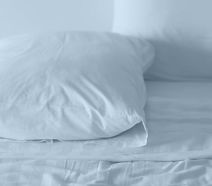 RUVANTI 100% Cotton Sheets – Twin Size Percale Bedding, Cooling & Breathable, Durable with a Crisp, Soft & Comfortable Feel, 16" Deep Pocket, 3-Piece Set, Baby Blue