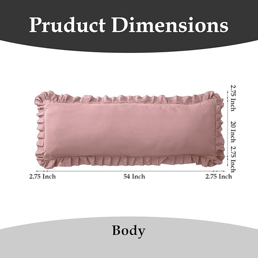 Ruffled Body Pillow Pillowcases Set of 2 โ Soft Wrinkle Resistant Brushed Microfiber Body Pillowcases โEnvelope Pillow Shams Festive Gift for Hotels, Guest Rooms 20x54 Inch (Pink)