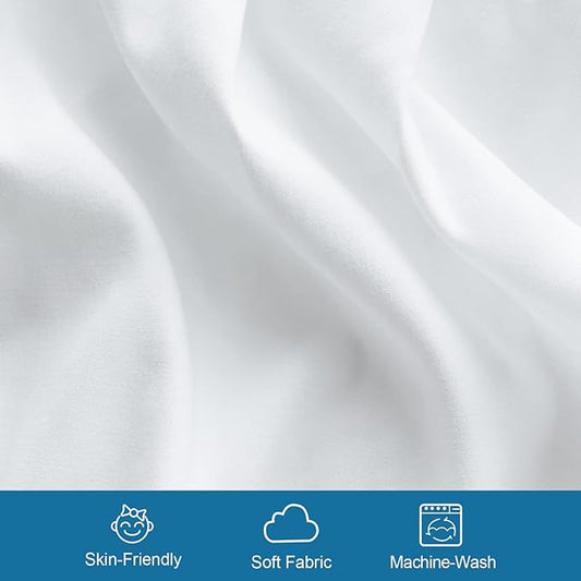SPRINGSPIRIT Cot Sheets 30" x 75" x 9", 4 Piece Cot Sheet Set (2 Pack), Cot Size Fitted Sheets with Narrow Twin/Camp Bunk/Rvs Bunk/Guest Beds/Trifold Mattress, White