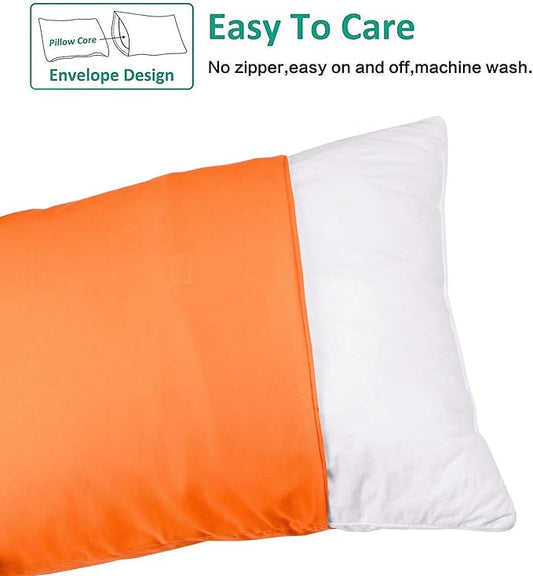 NTBAY King Pillowcase Set - 2 Pack Brushed Microfiber 20x36 Pillowcases - Soft, Wrinkle-Free, Fade-Resistant, Stain-Resistant, Orange Pillowcases with Envelope Closure - 20x36 Inches, Orange
