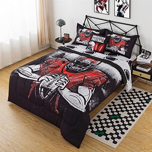 Football Bedding Twin for Boys 6 Pieces Sports Comforter Set