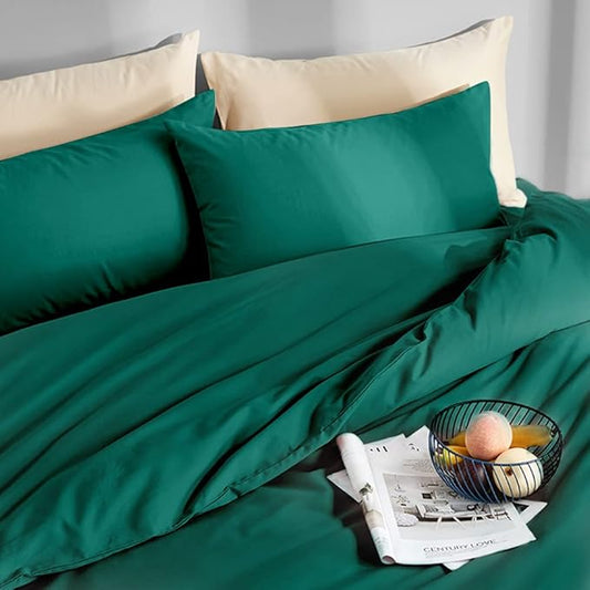 FLXXIE King Pillow Cases Set of 2, Soft Microfiber Pillow Covers with Envelope Closure, Wrinkle, Fade and Stain Resistant Pillowcases, 20x36, Dark Green