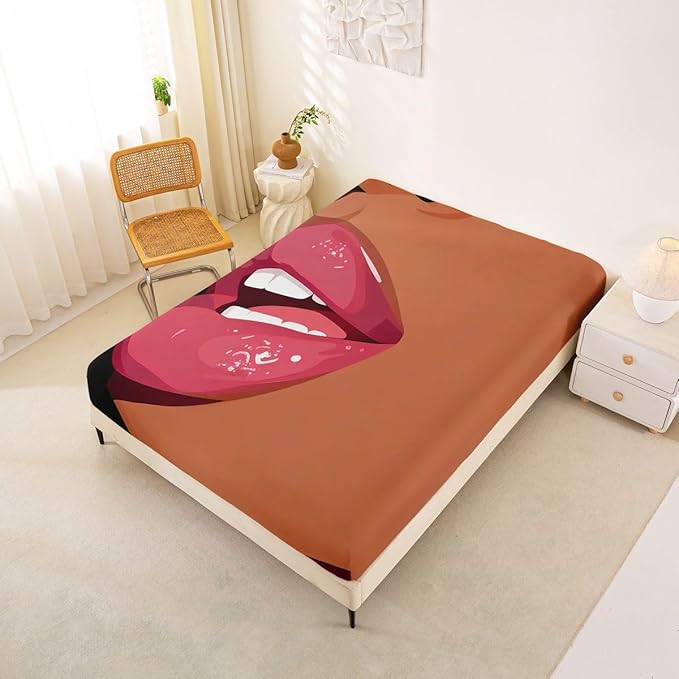 Erosebridal Black Girls Pink Fitted Sheet for Kids African Black Women Queen Bedding Set Vogue Fashion Gorgeous Bed Sheets for Girls Women Teens Minimalist Romantic Makeup Sheets with 2 Pillow Cases