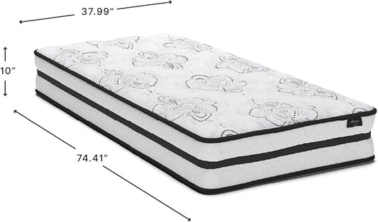 Signature Design by Ashley Twin Size Chime 10 Inch Medium Firm Hybrid Mattress with Cooling Gel Memory Foam for Pressure Relief, Fiberglass Free, Mattress In A Box