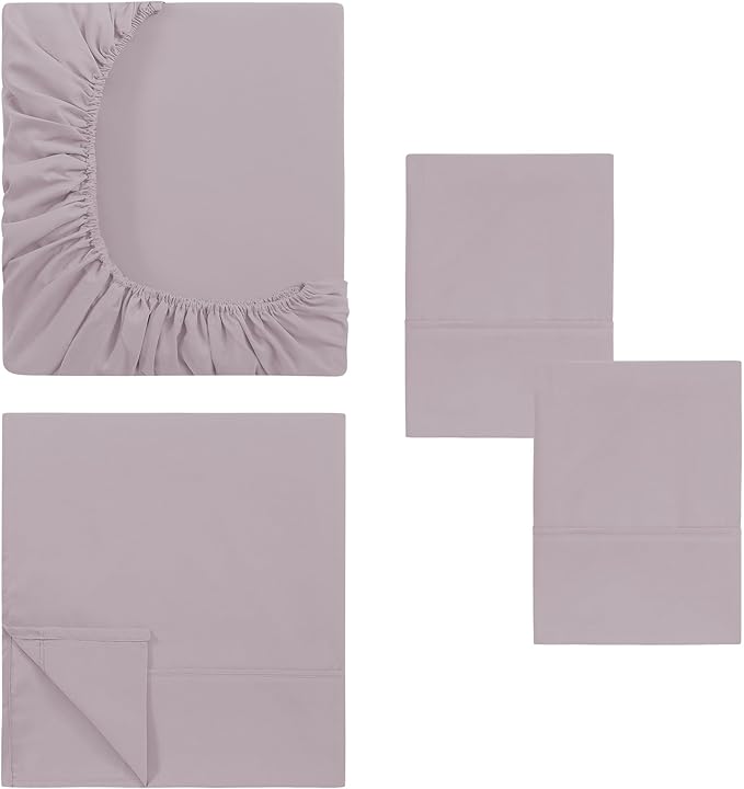 Modern Threads Soft Microfiber Solid Sheets - Luxurious Microfiber Bed Sheets - Includes Flat Sheet, Fitted Sheet with Deep Pockets, & Pillowcases Dusty Mauve Queen
