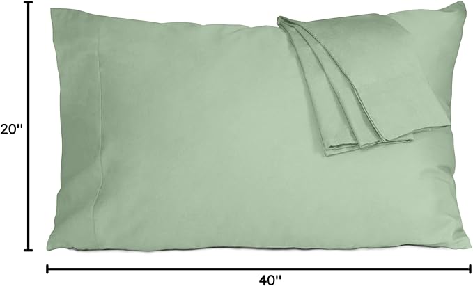 Pillow Cases, King Size Cotton Percale Weave Pillowcases, Pre-Shrunk Breathable and Hypoallergenic Pillowcases, Set of 2 (2 Piece King 20 Inch x 40 Inch, Sage Green)