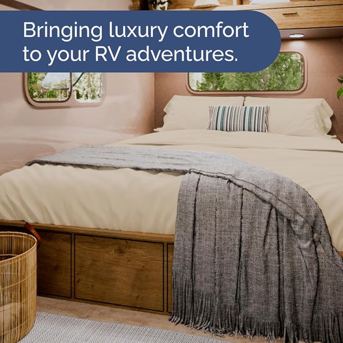 Short Queen Size 4 Piece Sheet Set - RV Short Queen, Soft, Breathable & Cooling Bed Sheets Set with Deep Pockets - Hotel Luxury Bedding for Women, Men, Kids, Teens, Boys and Girls - Oeko-Tex - Wheat
