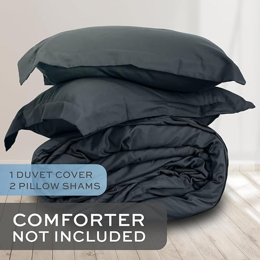 White Classic Grey Duvet Cover Queen Size, Microfiber Duvet Cover with Zipper, Set of 1 Down Comforter Cover with 2 Pillow Shams, Luxury Comforter Cover Queen Size | Comforter Not Included