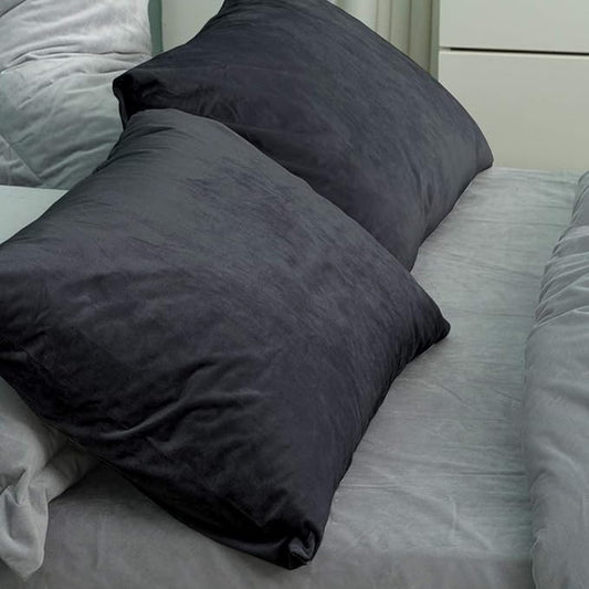 NTBAY 2 Pack Zippered Velvet Queen Pillowcases, Super Soft and Cozy Luxury Fuzzy Flannel Pillow Cases with Zipper, 20x30 Inches, Black