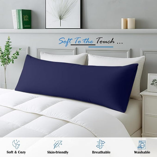 Comfort Beddings Body Pillowcase, 100% Organic Cotton 600 Thread Count Sateen, Soft Cooling Blue, 1-Pack, Hidden Zipper Closure, Hotel Quality, Fade & Shrink Resistant, 20 x 48 Inches