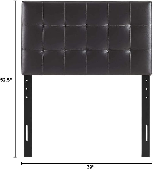 Modway Lily Tufted Faux Leather Upholstered Twin Headboard in Brown