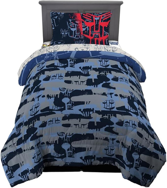 Transformers Optimus Prime Super Soft Comforter and Sheet Set with Sham, 4 Piece Twin Size, (Official Licensed Product) by Franco Collectibles