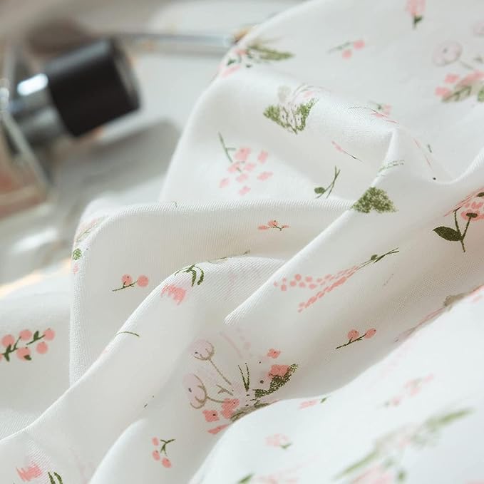 Comforter Set Twin Floral 2 Pieces Soft Bedding Set Garden Style Pink Flower Print Botanical Flowers Comforter Set for All Seasons 1 Comforter and 1 Pillowcases