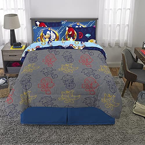 Franco Kids Bedding Super Soft Comforter and Sheet Set with Sham, 7 Piece Full Size, Sonic The Hedgehog