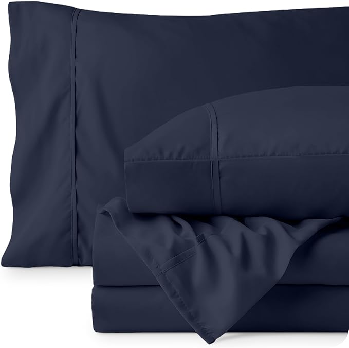 Bare Home King Sheet Set - 1800 Ultra-Soft Microfiber King Bed Sheets - Double Brushed - Deep Pockets - Easy Fit - 4 Piece Set - Bedding Sheets & Pillowcases (King, Midnight Blue)