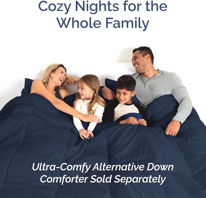 Split California King Bed Sheet Set - 5 Piece Split Cal King Size Sheets - Ultra-Soft, Breathable & Cooling - Comfy, Wrinkle & Fade Resistant - Fits 8" to 16" Inch Mattress w/ Deep Pockets - Navy Blue