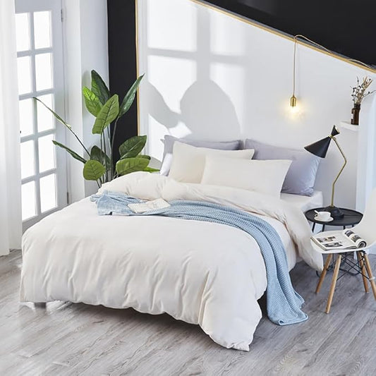 Houseri Fluffy King Size Velvet Comforter Set - Solid, Sherpa, Plain White Furry Bedding