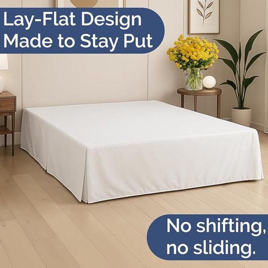 Pleated Bed Skirt Twin Size - 3 Sided Pleated Bed Skirt Twin - Ultra-Soft, Easy Fit with 15 Inch Tailored Drop - Hotel Quality, Wrinkle Free & Fade Resistant - for Women, Men, Kids and Teens - White
