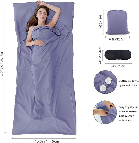 Sleeping Bag Liner,Travel Sheet & Adult Sleep Sack, Camping Sheets Travel Sleep Sack for Backpacking,Hotels & Hostels -Lightweight Single &Double Travel Sheet Camping Sheets