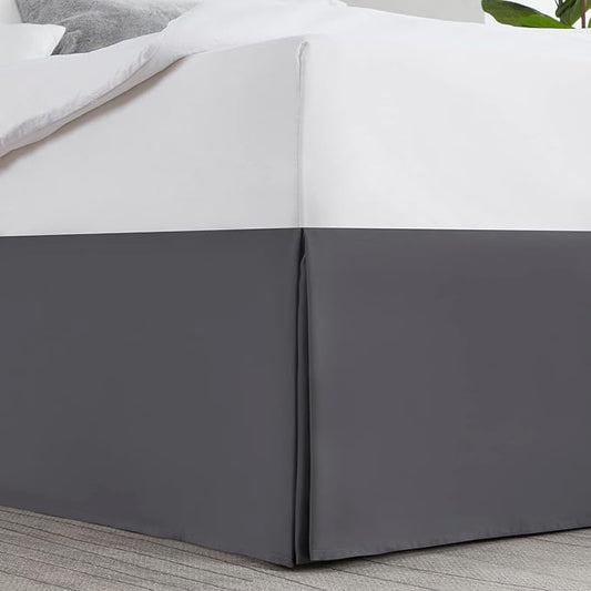 Nestl Dark Gray Full XL Bed Skirt - Full XL Size Bed Skirt 14 Inch Drop - Brushed Microfiber Bed Skirts - Hotel Quality Pleated Bed Skirt - Shrinkage & Fade Resistant