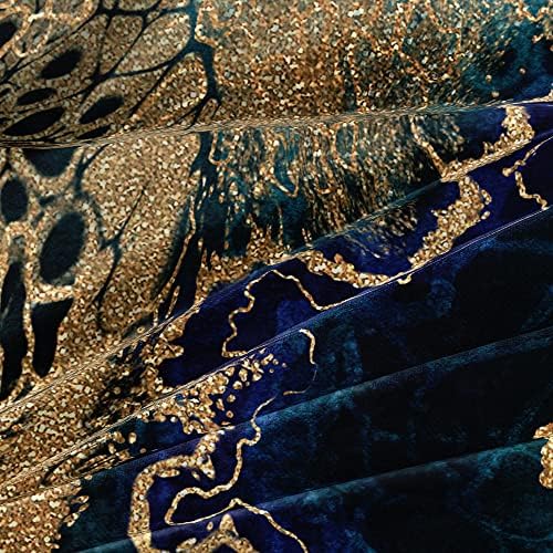 Royal Blue Marble Duvet Cover Set King Size Sequin Gold Bedding Comforter Covers with 2 Pillow Shams Breathable Durable Soft Comfy