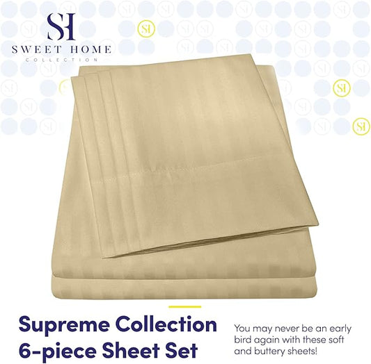 King Size Bed Sheets - 6 Piece 1500 Supreme Collection Fine Brushed Microfiber Deep Pocket King Sheet Set Bedding - 2 Extra Pillow Cases, Great Value, King, Dobby Sage
