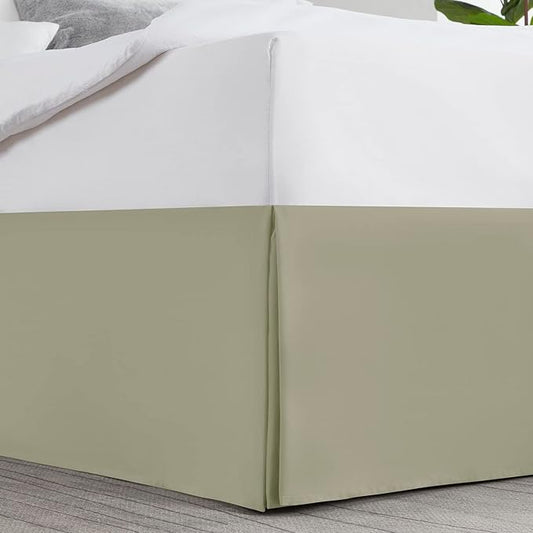 Nestl Green Bed Skirt Queen Size - Queen Bed Skirt 14 Inch Drop - Brushed Microfiber Bed Skirts - Hotel Quality Pleated Bed Skirt - Shrinkage & Fade Resistant
