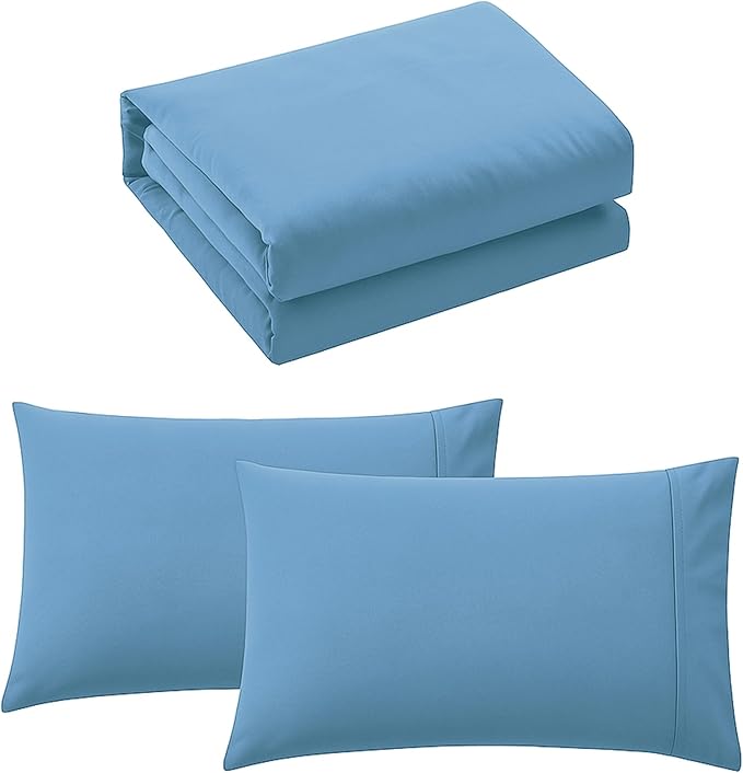 Pure Bedding Duvet Cover Full Size - 3 Pieces Extra Soft Bedding Set, Includes 1 Duvet Cover 80x90 Inches with Zipper Closure & 2 Pillow Shams, Comforter Not Included, Sky Blue